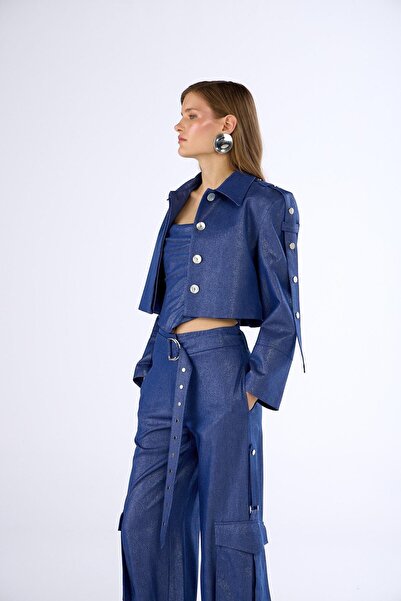 NOK İSTANBUL Brigitte Crop Ceket Mavi