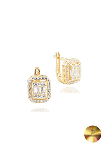 Brezza Lusso Jewelry 18k Serie Oro Baget J Model Kadın Gümüş Küpe