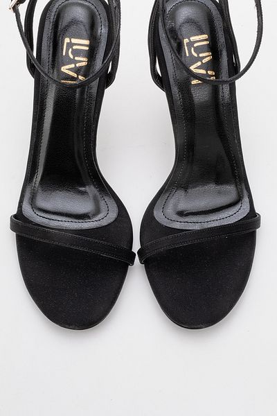 LuviShoes Jasmine Black Satin Single Strap Women's Heeled Shoes