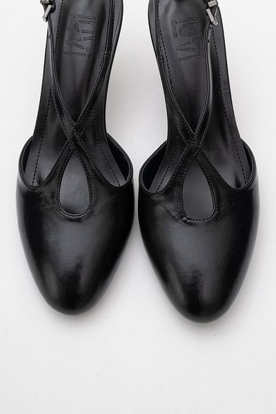 LuviShoes Pantofi cu toc pentru femei AGVES Black Skin