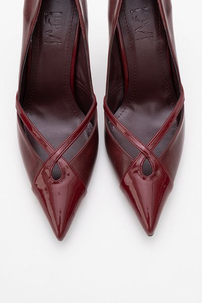 LuviShoes RUBY Βουργουνδία Skin λουστρίνι Λεπτομερή γυναικεία ψηλοτάκουνα παπούτσια