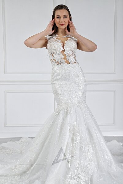 Alonclia Kuyruklu Yarım Balık Formunda Gelinlik (AL-342)