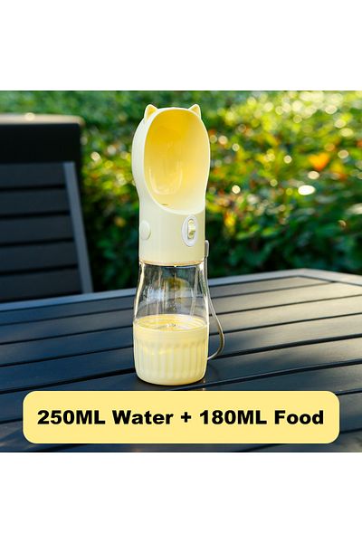 Choice Yellow Portable Dog Water Bottle With Food Cup For Small Large Dog Cats Outdoor Walking Drinking Fee