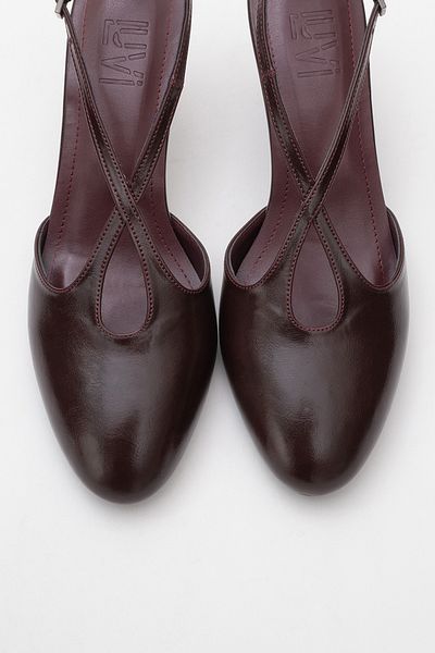 LuviShoes Pantofi cu toc pentru femei AGVES Burgundy Skin
