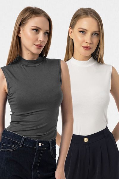 VODENS White Anthracite 2-Piece Sleeveless Bodysuit