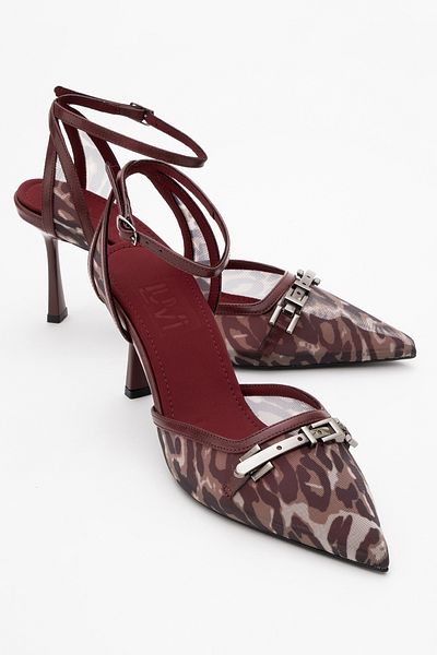 LuviShoes Γυναικεία παπούτσια με τακούνι GIORNO με μπορντό σχέδιο με αγκράφα