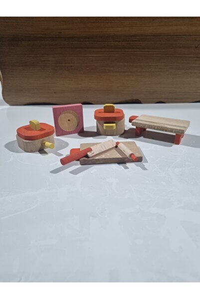 Eymen Hobi Tezgah Üzeri Set Ahşap Oyuncak Mutfak Malzemeleri Doğal Oyuncak
