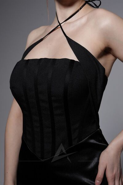 Alonclia Burça Siyah Elbise