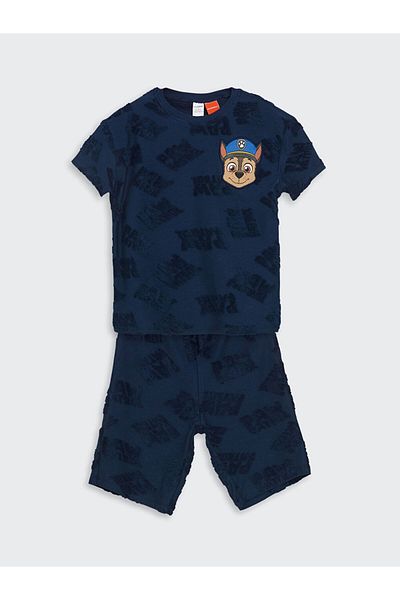 LC Waikiki Indigo Paw Patrol Printed Boys' T-Shirt and Shorts 2-Piece