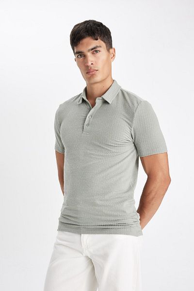 DeFacto Slim Fit Slim Fit Baumwolle Kurzarm-Poloshirt X2594az24sm