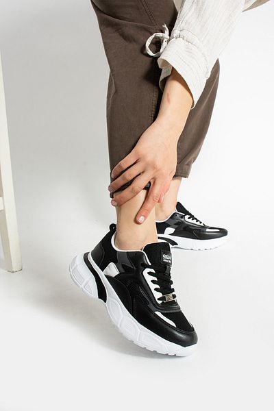 Getcho Babel Black Women's Sports Shoes Thick Sole Comfortable Structure Stylish Summer Sneaker Model for Daily Walking