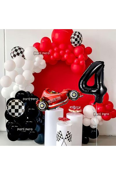 parti pera Σετ αλυσίδας με θέμα το Racing Formula Car Foil Balloon Σετ μπαλονιών γενεθλίων