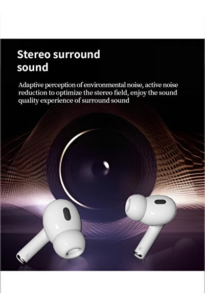 Generic سماعات أذن لاسلكية بتقنية TWS من W&O 2، مزودة بشاشة تعمل باللمس، وخاصية إلغاء الضوضاء النشطة، باللون الأبيض