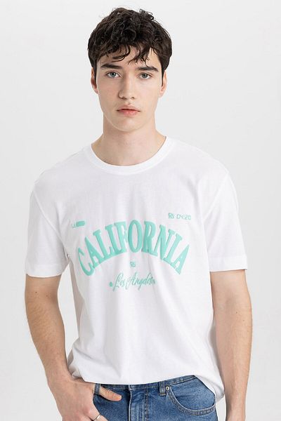 DeFacto Μπλουζάκι με κοντό μανίκι Regular Fit Crew Lack B9002ax24sm