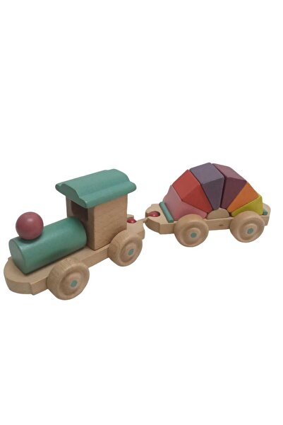 WOODTOY'S ORGANİK OYUNCAK DÜNYASI قطار خشبي مع عربة نصف دائرية