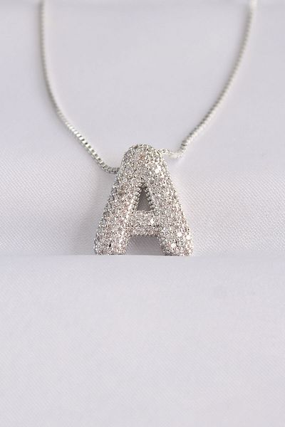 Skygo 316L Steel Chain Zircon Stone Letter a Silver Color Bubble Necklace - Tj-Bko8592
