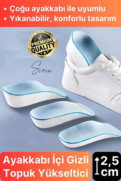 Svein 2,5 cm Boy Uzatıcı Tabanlık Gizli Topuk Yükseltici Ortopedik Rahat Konf...