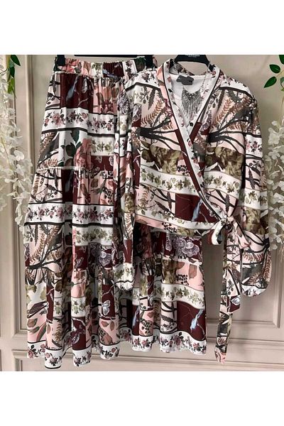 SERAH BUTİK Flower Patterned Bolero Suit