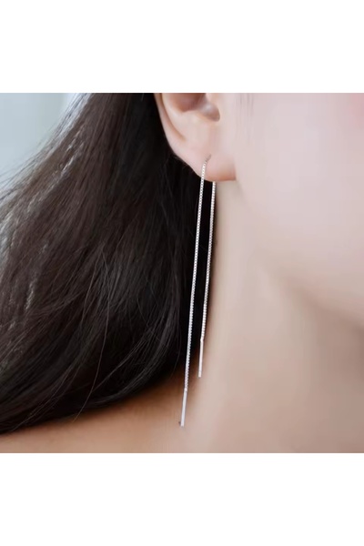 TakıConcept 2 Adet Presli Yılan Zincir Küpe, Kadın Küpe, Uzun Küpe