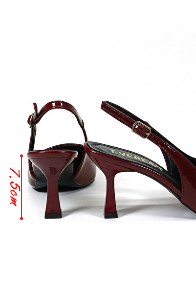 Everest Kadın Bordo Rugan Stiletto Topuklu Ayakkabı Topuk Boyu 7cm