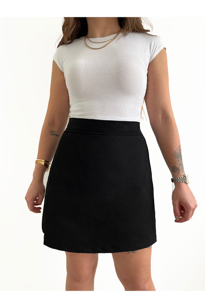 Genel Markalar Gabardin Kadın Kapaklı Şort Etek