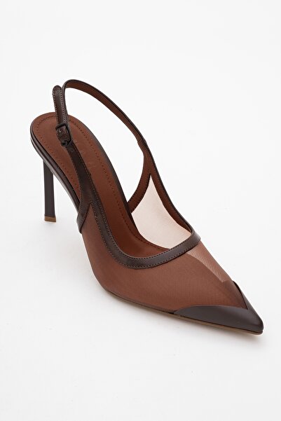 LuviShoes Venas Brown Mesh Women's High Heeled Shoes