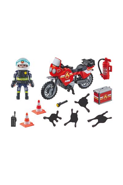 Playmobil Playmobil-MOTOCICLETA DE POMPIERI LA LOCUL ACCIDENTULUI