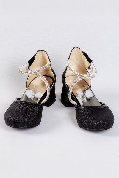 NS Little Pantofi cu toc pentru fete - gleznă cu velcro, ușor de purtat - pantofi de seară pentru copii cu strasuri și sclipici