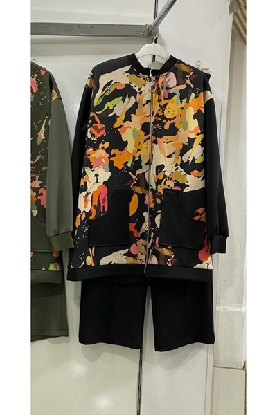 ModaTrendy Кафяв костюм с акварелен мотив