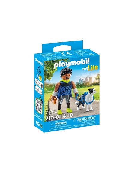 Playmobil - Runner figurine with Border Collie dog collectible pet