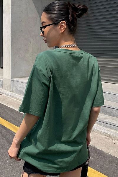 CLAYES Μπλουζάκι Green Printed Balance - Oversize Crew Neck κοντομάνικο μπλουζάκι