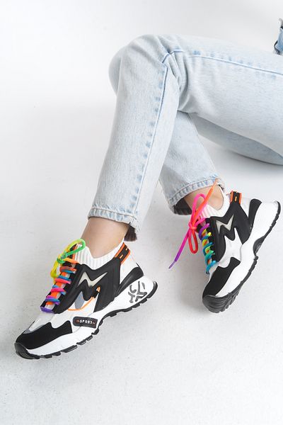 MARSEDO Pantofi de damă - Pantofi sport cu șireturi cu talpă înaltă Flexy Syh Byz