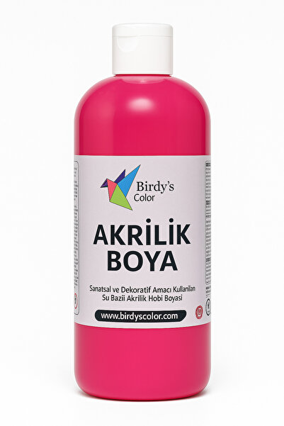 Birdys Color Birdy's Color Fuşya Akrilik Boya 500gr - 2li Fırça Hediyeli