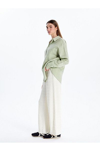LC Waikiki Elastic Waist Textured Wide Leg Women's Trousers