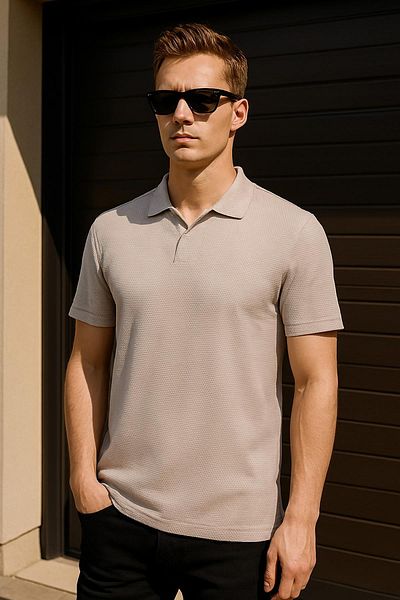 Delpino Ανδρικό βαμβακερό μπλουζάκι Polo Neck Regular Fit