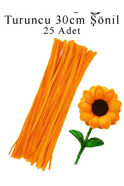 Hobialem Şönil 30 cm 25 li 1 Paket Turuncu Renkli Tüylü Tel Okul Öncesi Anası...