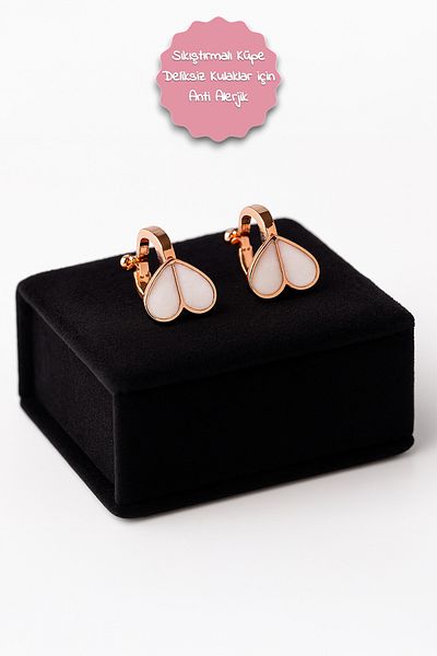 MakeWell Non-Perforated Earrings Ear Heart Design Clip-On Children's Earrings for Children Without Holes