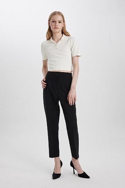 DeFacto High Waist Zippered Skinny Crop Trousers - Carrot Fit C2466ax24sp
