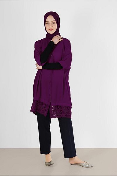 Alvina Guipure Detailed Hemline Tunic 4122