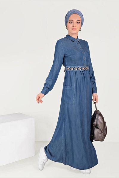 Alvina Button Detailed Denim Dress 40541