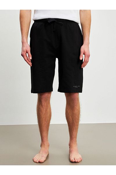 LC Waikiki Black Standard Fit Men's Pajama Bottom Shorts
