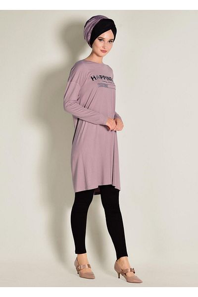 Alvina 4365 Model Printed Basic Tunic