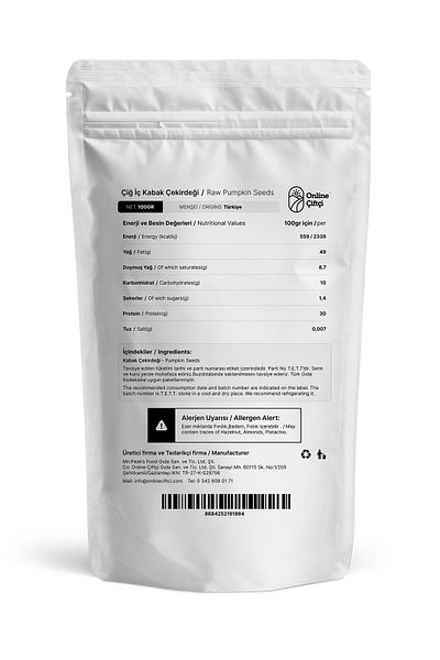 OnlineÇiftçi Raw Pumpkin Seeds Inside 100Gr