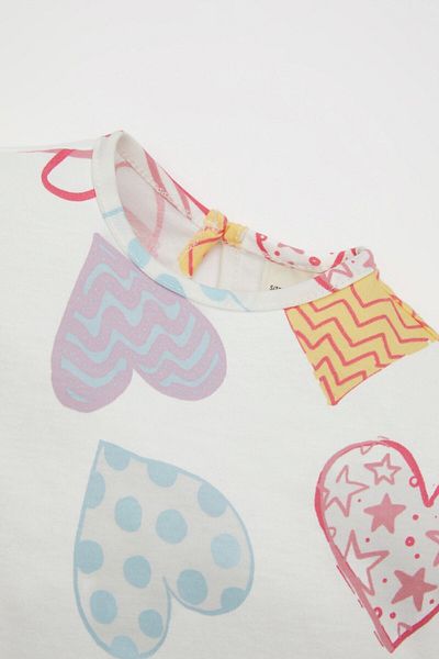 DeFacto Baby Girl 2 Piece Set Crew Neck Heart Patterned Short Sleeve T-Shirt Shorts C4015A524Sm