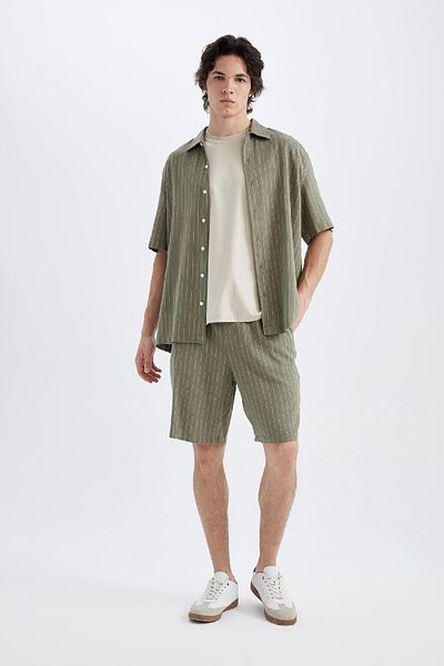 DeFacto Relax Fit Leinen-Mischung Sommer-Bermudashorts C1240ax24sm