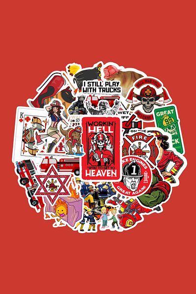 dadi ramba Firefighter Sticker Pack - Bullet Journal - Agenda - Planner - Notebook - Laptop Sticker Decal