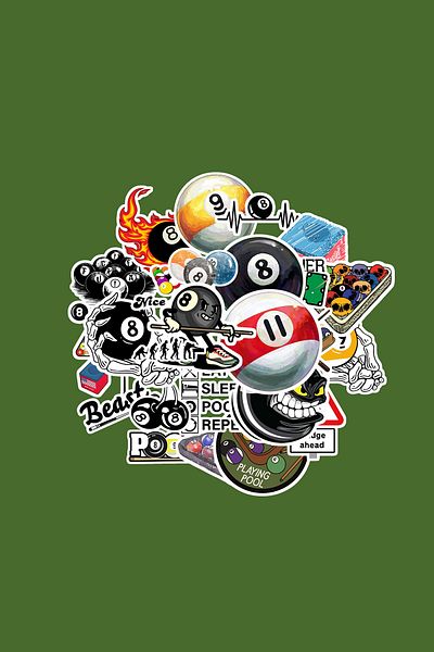 dadi ramba Billiards Sticker Pack - Bullet Journal - Agenda - Planner - Notebook - Laptop Sticker Sticker