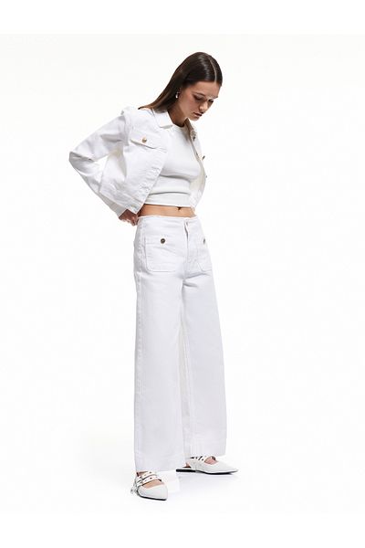 Koton High Waist Comfortable Fit Short Denim Trousers with Pockets - Culotte Jeans