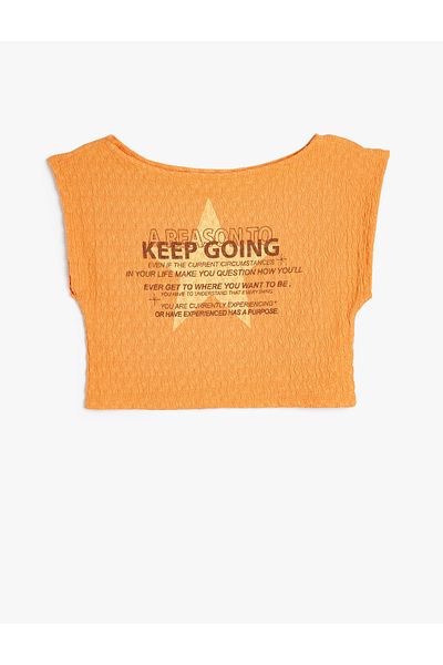 Koton New Season Bürümcük T-Shirt Slogan Printed Short Sleeve Crew Neck Slim Fit