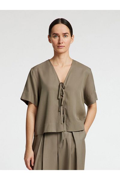 Selected Femme Top mit V-Ausschnitt Vorn gebundene